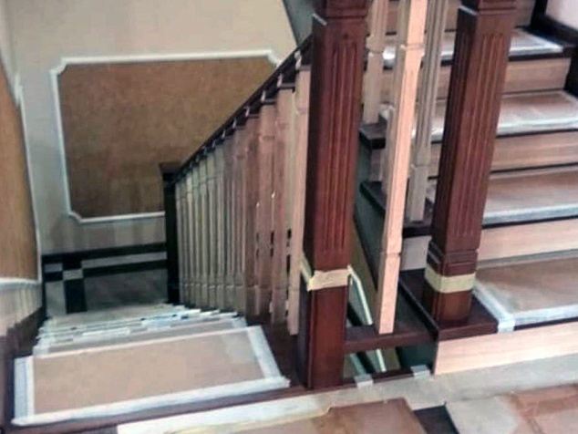 Лестница из ясеня на два этажа 